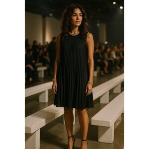 Attention Women Pleated Black‎ Midi Dress Sz 10 LBD Gown Whimsigoth Fairy Grunge